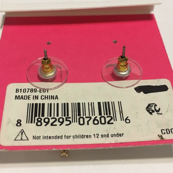 Betsey Johnson earrings pink cubic zirconia Dangle - Picture 2 of 4